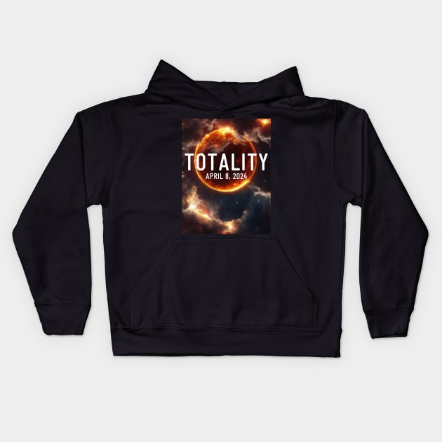 Total Solar Eclipse Totality April 8, 2024 Great American Eclipse Kids Hoodie by Little Duck Designs